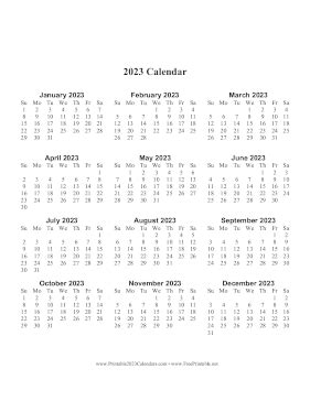 Printable Vertical Calendar 2023